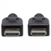 Kabel Manhattan HDMI 4K@60Hz z Ethernetem - CL3, 1m, do montażu w ścianie, do wszystkich zastosowań 4K i 1080p/HD - podczas modernizacji lub przygotowany na przyszłość, wtyk męski na wtyk męski, czarny, Ultra HD 4K x 2K, dożywotnia gwarancja, Premium High Speed