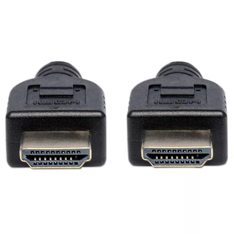 Kabel Manhattan HDMI 4K@60Hz z Ethernetem - CL3, 1m, do montażu w ścianie, do wszystkich zastosowań 4K i 1080p/HD - podczas modernizacji lub przygotowany na przyszłość, wtyk męski na wtyk męski, czarny, Ultra HD 4K x 2K, dożywotnia gwarancja, Premium High Speed