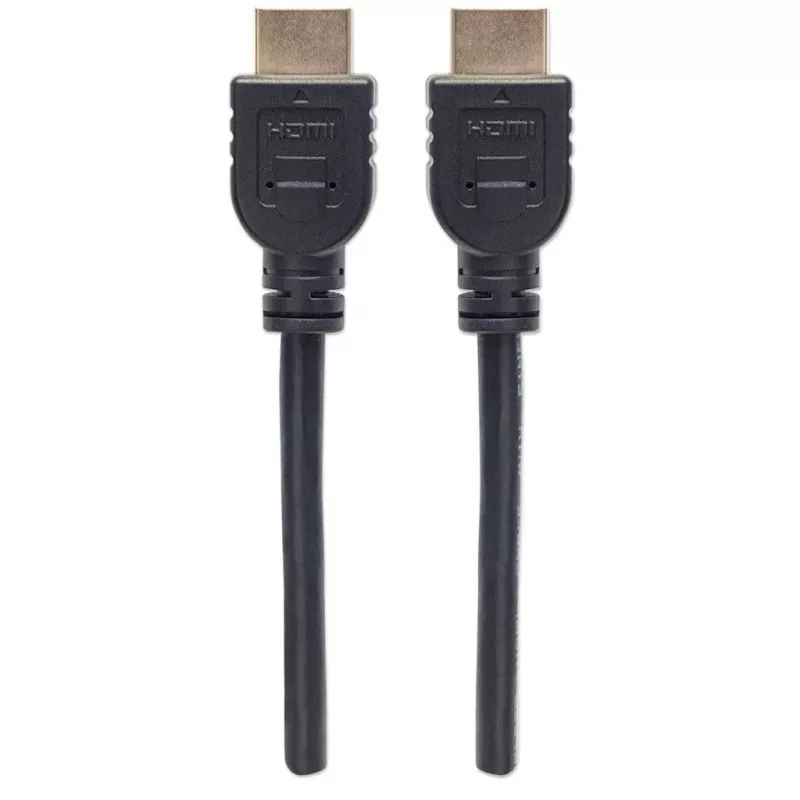 Kabel Manhattan HDMI 4K@60Hz z Ethernetem - CL3, 1m, do montażu w ścianie, do wszystkich zastosowań 4K i 1080p/HD - podczas modernizacji lub przygotowany na przyszłość, wtyk męski na wtyk męski, czarny, Ultra HD 4K x 2K, dożywotnia gwarancja, Premium High Speed