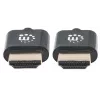 Manhattan Kabel HDMI z Ethernetem (ultracienki), 4K@60Hz (Premium High Speed), 0,5 m, Męski do Męskiego, Czarny, Ultra HD 4K x 2K, W pełni ekranowany, Złocone styki, Dożywotnia gwarancja