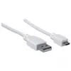 Kabel Manhattan USB-A na Micro-USB, 1,8 m, wtyk męski na wtyk męski, 480 Mb/s (USB 2.0), Hi-Speed USB, biały, dożywotnia gwarancja