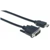 Manhattan HDMI do DVI-D 24+1 Kabel, 3m, Męski do Męskiego, Czarny, Dual Link, Kompatybilny z DVD-D, Dożywotnia Gwarancja, Odpowiednik HDDVIMM3M