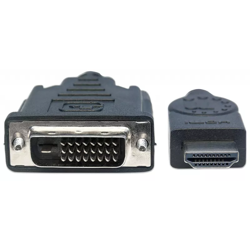 Manhattan HDMI do DVI-D 24+1 Kabel, 3m, Męski do Męskiego, Czarny, Dual Link, Kompatybilny z DVD-D, Dożywotnia Gwarancja, Odpowiednik HDDVIMM3M