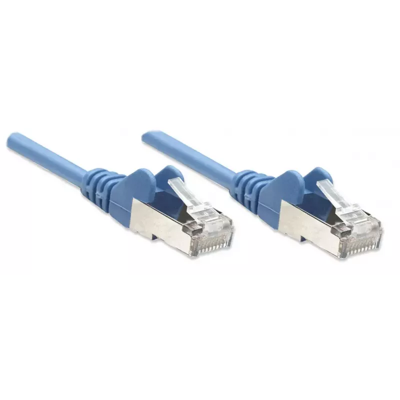 Intellinet sieciowy Patch kabel, Cat5e, 7,5 m, niebieski, CCA, SF/UTP, PVC, RJ45, pozłacane styki, zabezpieczenie przed zaczepianiem, osłona wtyku, dożywotnia gwarancja