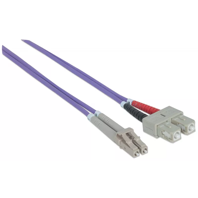 Intellinet Fiber Optic Patch kabel, OM4, LC/SC, 1m, Violet, Duplex, Multimode, 50/125 µm, LSZH, Fibre, Lifetime Warranty