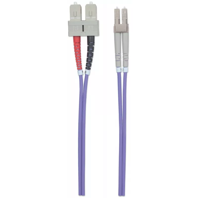 Intellinet Fiber Optic Patch kabel, OM4, LC/SC, 1m, Violet, Duplex, Multimode, 50/125 µm, LSZH, Fibre, Lifetime Warranty