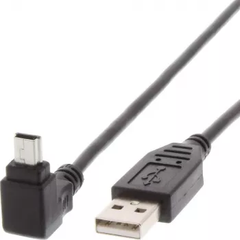 Techly USB 2.0 Kabel A Męski / Mini B Męski 90° 1.8 m Czarny ICOC MUSB-AA-018ANG