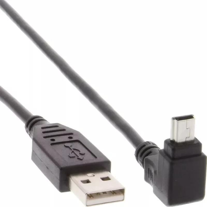 Techly USB 2.0 Kabel A Męski / Mini B Męski 90° 1.8 m Czarny ICOC MUSB-AA-018ANG