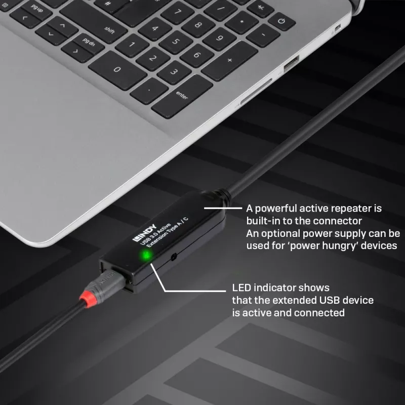 Lindy 20m USB 3.0 Active Extension Type A to C