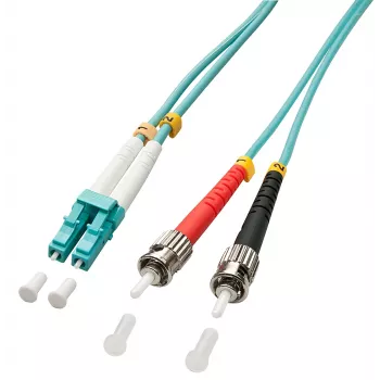 Lindy 10m OM3 LC - ST Duplex kabel światłowodowy InfiniBand/światłowodowy Turkusowy