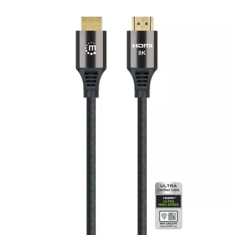 Kabel HDMI Manhattan 8K@60Hz 1 m pleciony męski na męski czarny