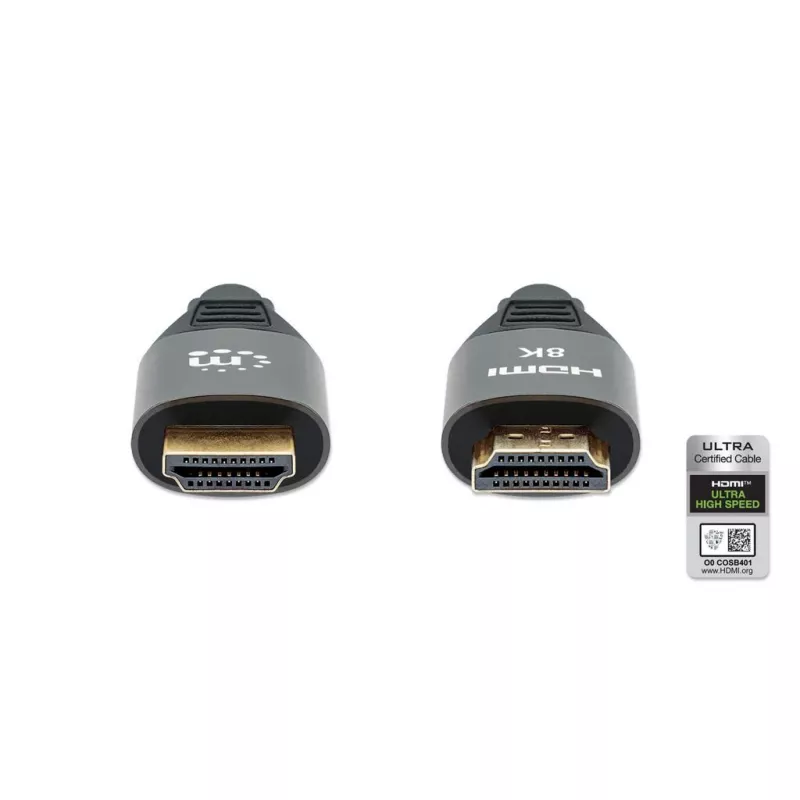 Kabel HDMI z Ethernetem Manhattan 8K@60Hz 2m wzmacniany plecionką męski do męskiego czarny
