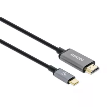 Kabel Manhattan USB-C na HDMI, 4K@60Hz, 2m, czarny, męski na męski, trzyletnia gwarancja, odpowiednik CDP2HD2MBNL