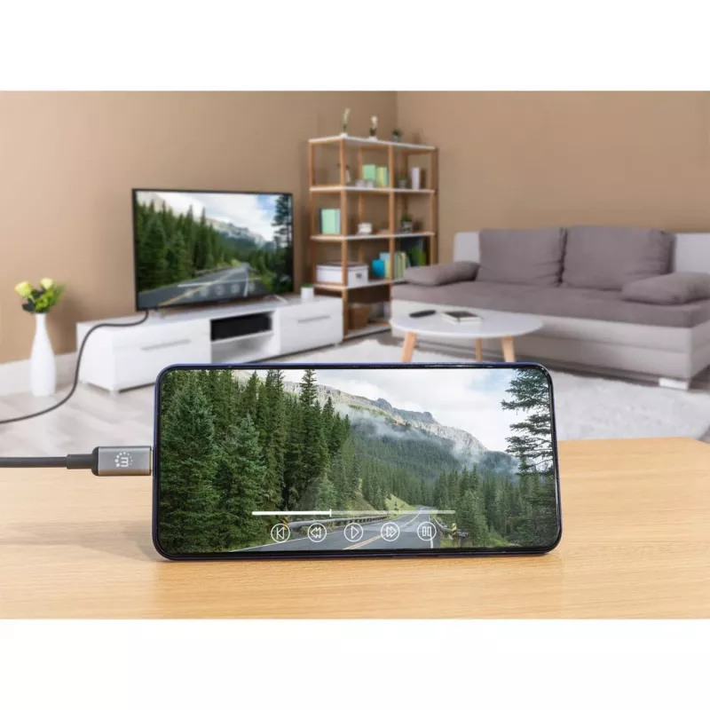 Kabel Manhattan USB-C na HDMI, 4K@60Hz, 2m, czarny, męski na męski, trzyletnia gwarancja, odpowiednik CDP2HD2MBNL