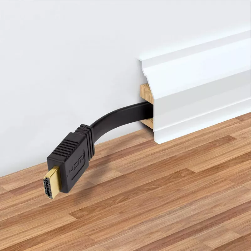 Manhattan płaski kabel HDMI z Ethernetem, 4K@60Hz (Premium High Speed), 10m, męski na męski, czarny, Ultra HD 4k x 2k, w pełni ekranowany, pozłacane styki, dożywotnia gwarancja