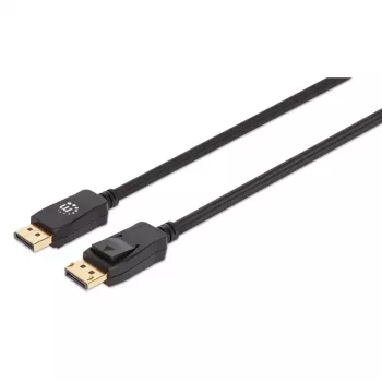 Kabel Manhattan DisplayPort 1.4, 8K@60 Hz, 3 m, kabel w oplocie, wtyk męski na wtyk męski, z zatrzaskami, w pełni ekranowany, czarny, dożywotnia gwarancja, odpowiednik DP14MM3M