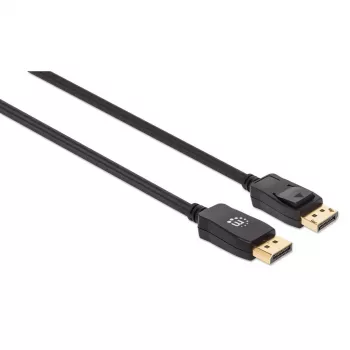 Kabel Manhattan DisplayPort 1.4, 8K@60 Hz, 3 m, kabel w oplocie, wtyk męski na wtyk męski, z zatrzaskami, w pełni ekranowany, czarny, dożywotnia gwarancja, odpowiednik DP14MM3M