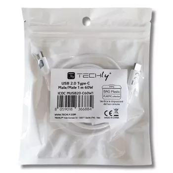 Kabel USB Techly ICOC-MUSB20-C60W1 USB 2.0 1 m USB C biały