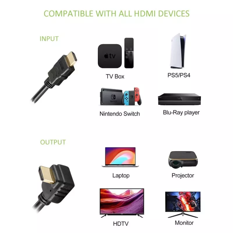 Techly 5m High Speed HDMI kabel with Ethernet A/A M/M kątowy Czarny ICOC HDMI-LE-050