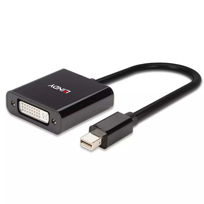 Lindy Mini DisplayPort do DVI, aktywny konwerter, 0,16 m, czarny
