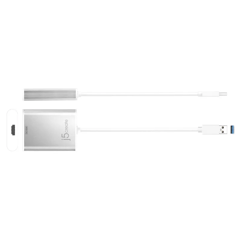 Adapter wyświetlacza j5create JUA354 USB 3.0 na 4K HDMI Srebrny
