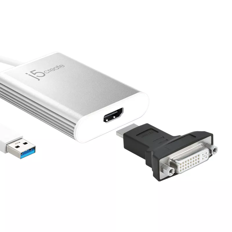 Adapter wyświetlacza j5create JUA354 USB 3.0 na 4K HDMI Srebrny