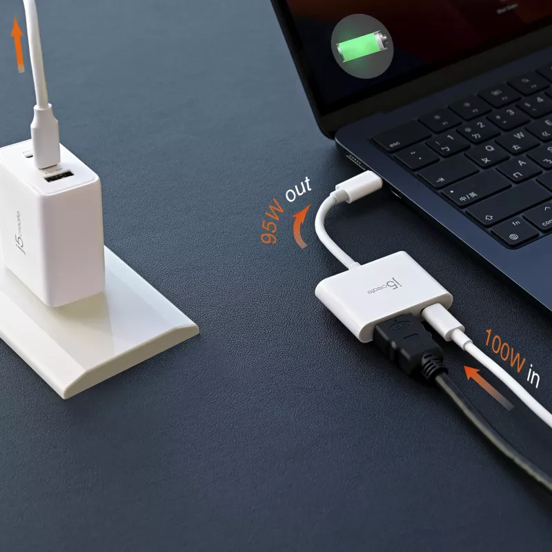 j5create JCA152 Adapter USB-C® na 4K HDMI™ z dostarczaniem mocy, czarny