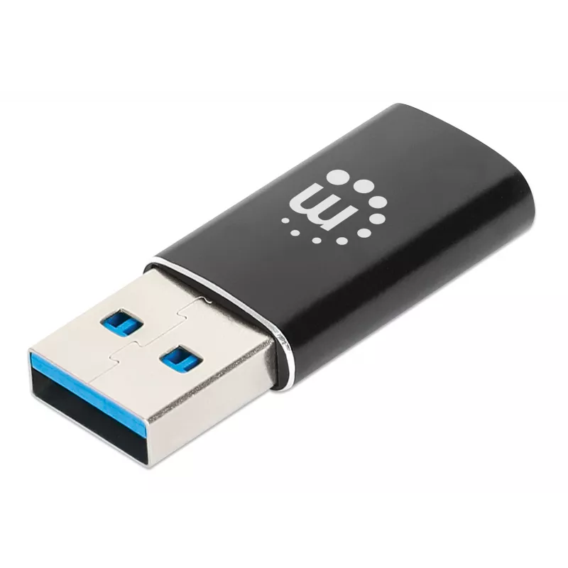 Manhattan Adapter USB-C na USB-A, żeński na męski, 10 Gb/s (USB 3.2 Gen2 aka USB 3.1), SuperSpeed+ USB, czarny, dożywotnia gwarancja