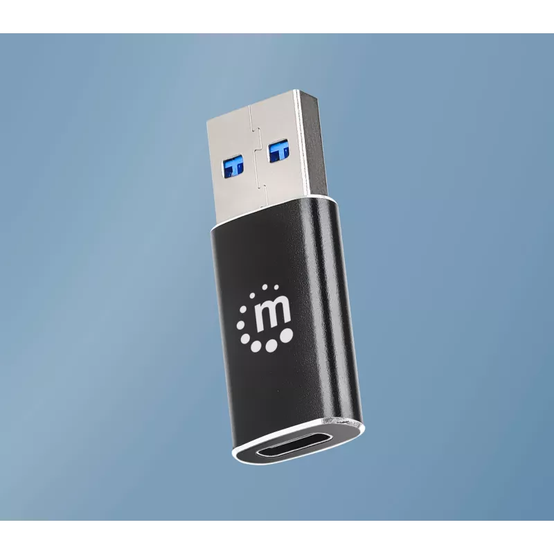Manhattan Adapter USB-C na USB-A, żeński na męski, 10 Gb/s (USB 3.2 Gen2 aka USB 3.1), SuperSpeed+ USB, czarny, dożywotnia gwarancja