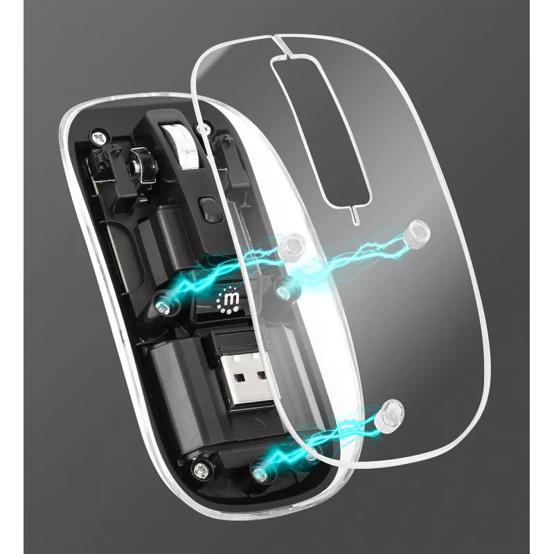 Mysz bezprzewodowa Manhattan Transparent ładowalna USB