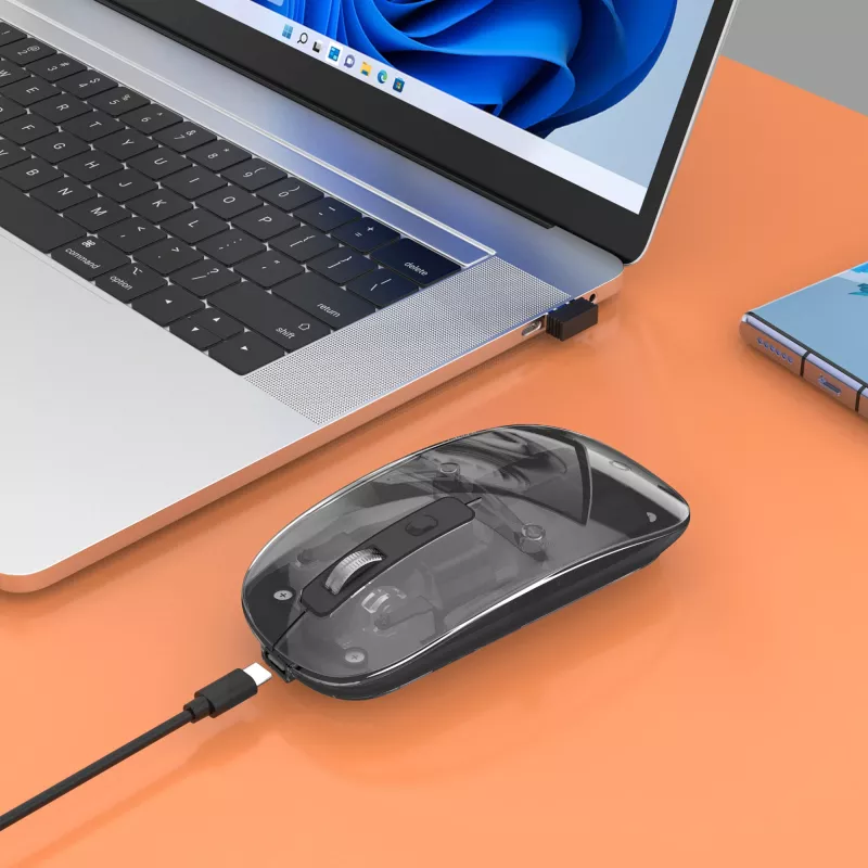 Mysz bezprzewodowa Manhattan Transparent ładowalna USB