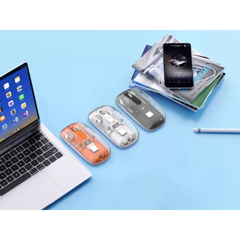 Mysz Manhattan przezroczysta ładowalna bezprzewodowa USB