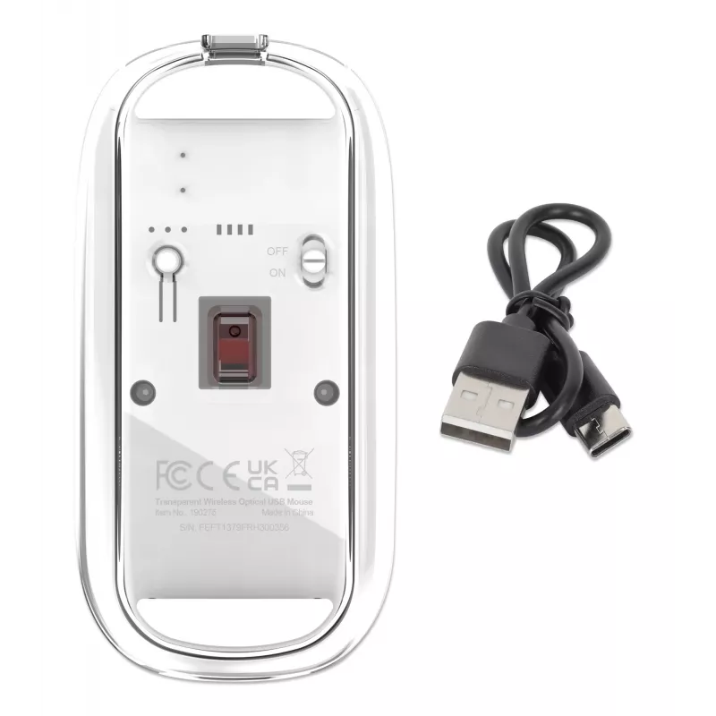 Mysz Manhattan przezroczysta ładowalna bezprzewodowa USB