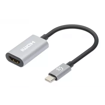 Manhattan Kabel USB-C na HDMI, 4K@60Hz, 5 Gb/s (USB 3.2 Gen1 aka USB 3.0), 11 cm, męski na męski, czarno-srebrny, trzyletnia gwarancja