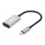 Manhattan Kabel USB-C na HDMI, 4K@60Hz, 5 Gb/s (USB 3.2 Gen1 aka USB 3.0), 11 cm, męski na męski, czarno-srebrny, trzyletnia gwarancja
