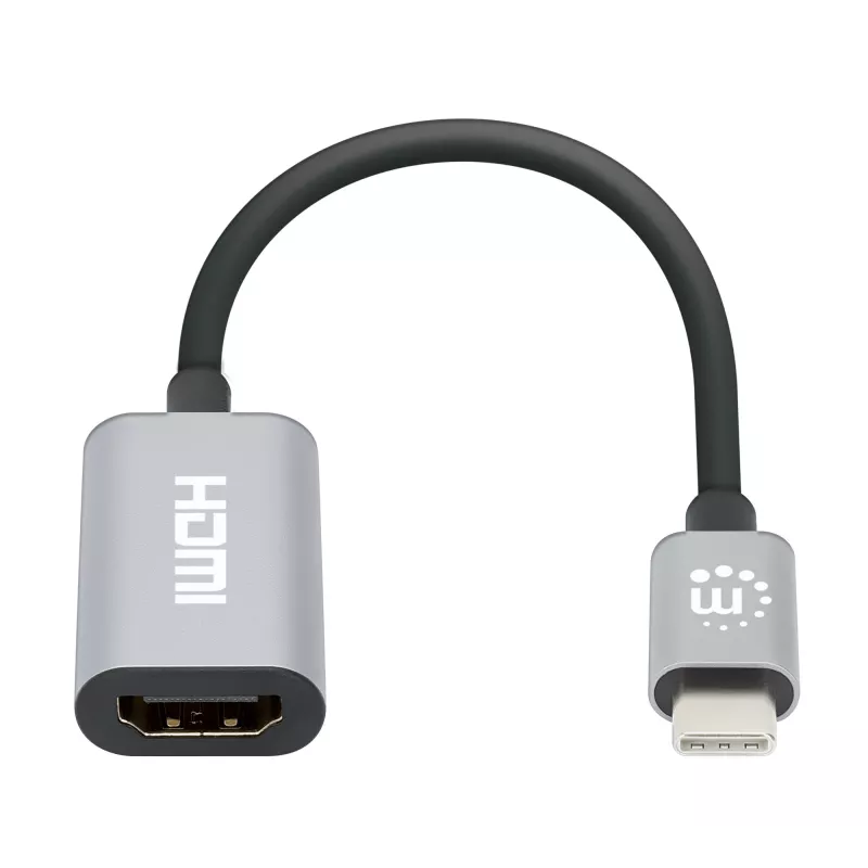 Manhattan Kabel USB-C na HDMI, 4K@60Hz, 5 Gb/s (USB 3.2 Gen1 aka USB 3.0), 11 cm, męski na męski, czarno-srebrny, trzyletnia gwarancja