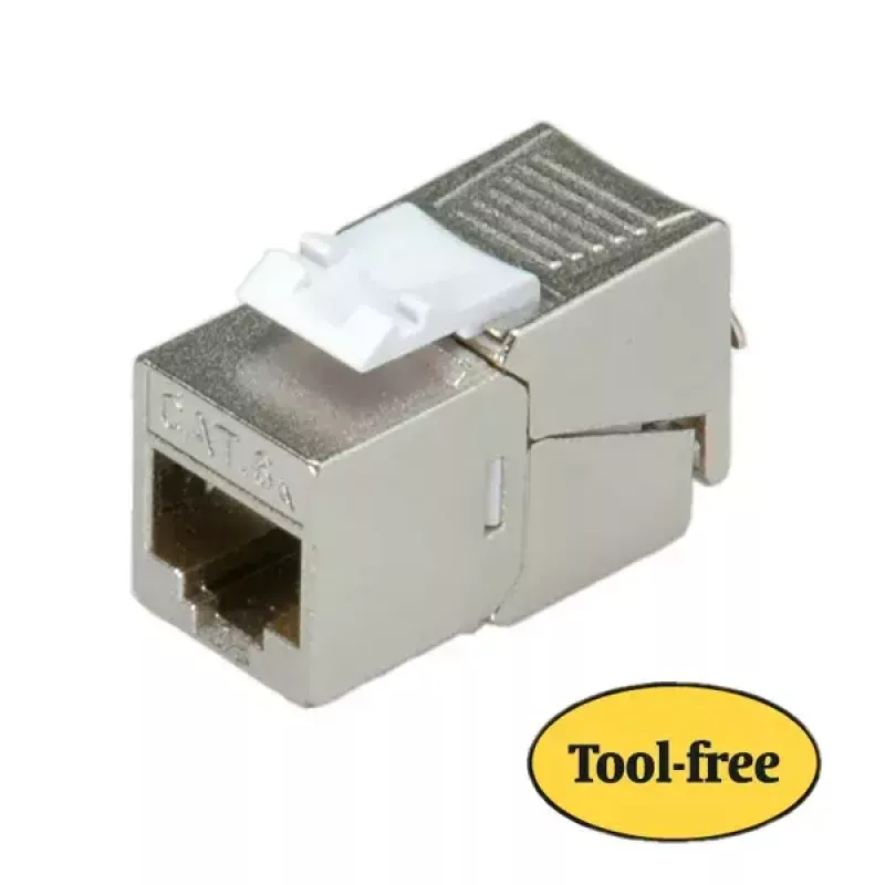 Keystone Jack ROLINE Cat.6a RJ-45 Shielded Toolless cienki srebrny