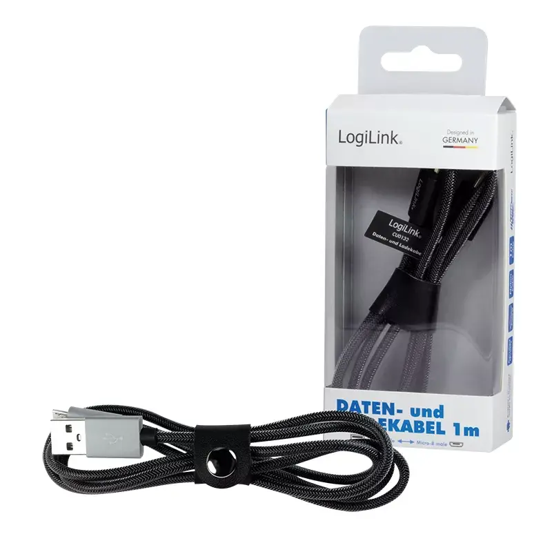 Kabel USB LogiLink CU0132 1m USB A Micro-USB A szary