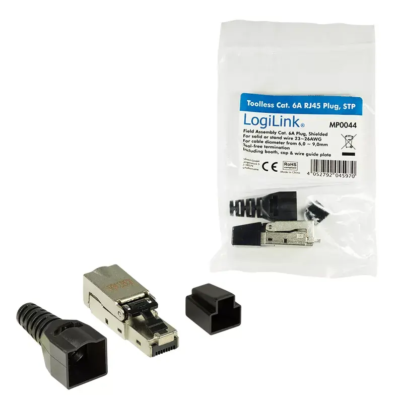 Złącze przewodowe LogiLink MP0044 RJ-45 Cat6a 0,5 m stal nierdzewna
