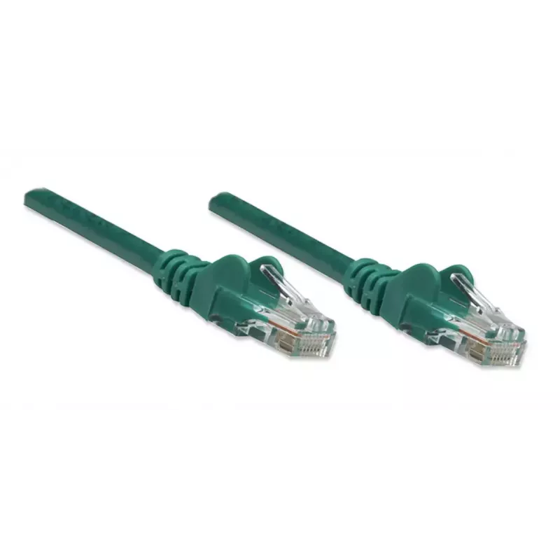 Kabel krosowy sieciowy Intellinet, Cat5e, 0.5m, zielony, CCA, U/UTP, PVC, RJ45, pozłacane styki, bezzaczepowy, z osłoną, dożywotnia gwarancja