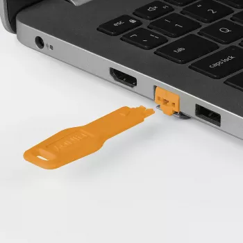 Lindy Klucz do blokady portu RJ45 pomarańczowy model 47896 — klucz zabezpieczający port RJ45 do blokad sieciowych