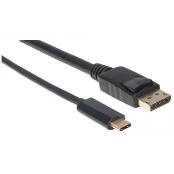 Kabel Manhattan USB-C na DisplayPort, 4K@60Hz, 1m, wtyk-wtyk, czarny, nie dwukierunkowy, trzy lata gwarancji, odpowiednik CDP2DP1MBD