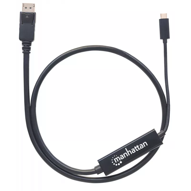 Kabel Manhattan USB-C na DisplayPort, 4K@60Hz, 1m, wtyk-wtyk, czarny, nie dwukierunkowy, trzy lata gwarancji, odpowiednik CDP2DP1MBD