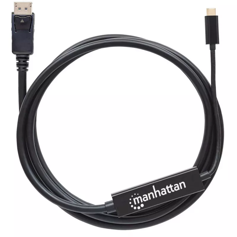 Kabel Manhattan USB-C do DisplayPort, 4K@60Hz, 2m, męski na męski, czarny, nie dwukierunkowy, trzyletnia gwarancja, odpowiednik CDP2DP2MBD