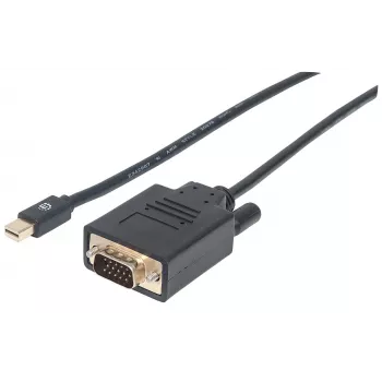 Kabel Manhattan Mini DisplayPort 1.2a na VGA, 1080@60Hz, aktywny, 1,8 m, męski na męski, czarny, woreczek foliowy