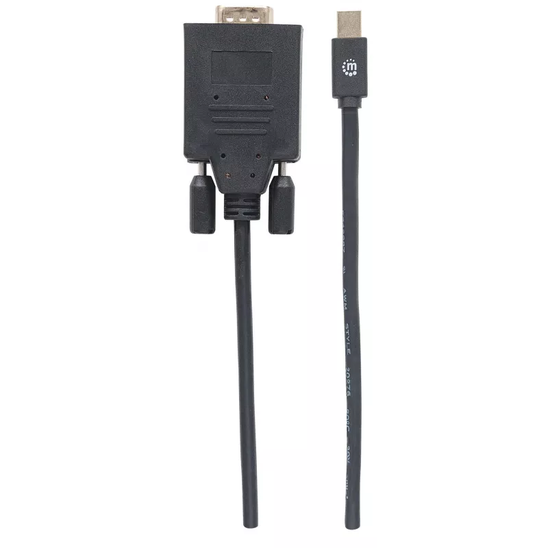 Kabel Manhattan Mini DisplayPort 1.2a na VGA, 1080@60Hz, aktywny, 1,8 m, męski na męski, czarny, woreczek foliowy