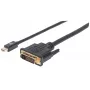 Manhattan Mini DisplayPort 1.2a na DVI-D 24+1 kabel, 1080p@60Hz, 1.8m, Męski na Męski, Kompatybilny z DVD-D, Czarny, Dożywotnia Gwarancja