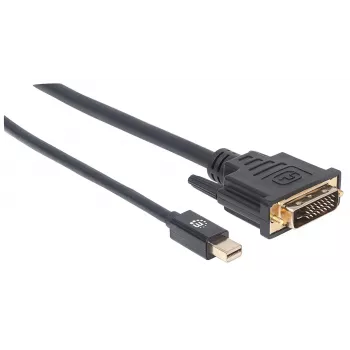 Manhattan Mini DisplayPort 1.2a na DVI-D 24+1 kabel, 1080p@60Hz, 1.8m, Męski na Męski, Kompatybilny z DVD-D, Czarny, Dożywotnia Gwarancja