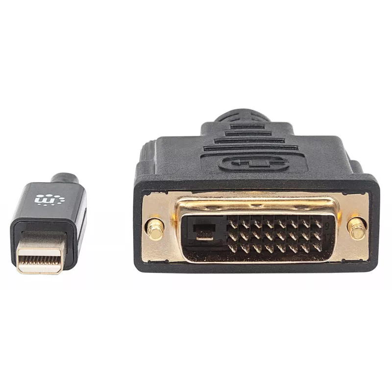 Manhattan Mini DisplayPort 1.2a na DVI-D 24+1 kabel, 1080p@60Hz, 1.8m, Męski na Męski, Kompatybilny z DVD-D, Czarny, Dożywotnia Gwarancja