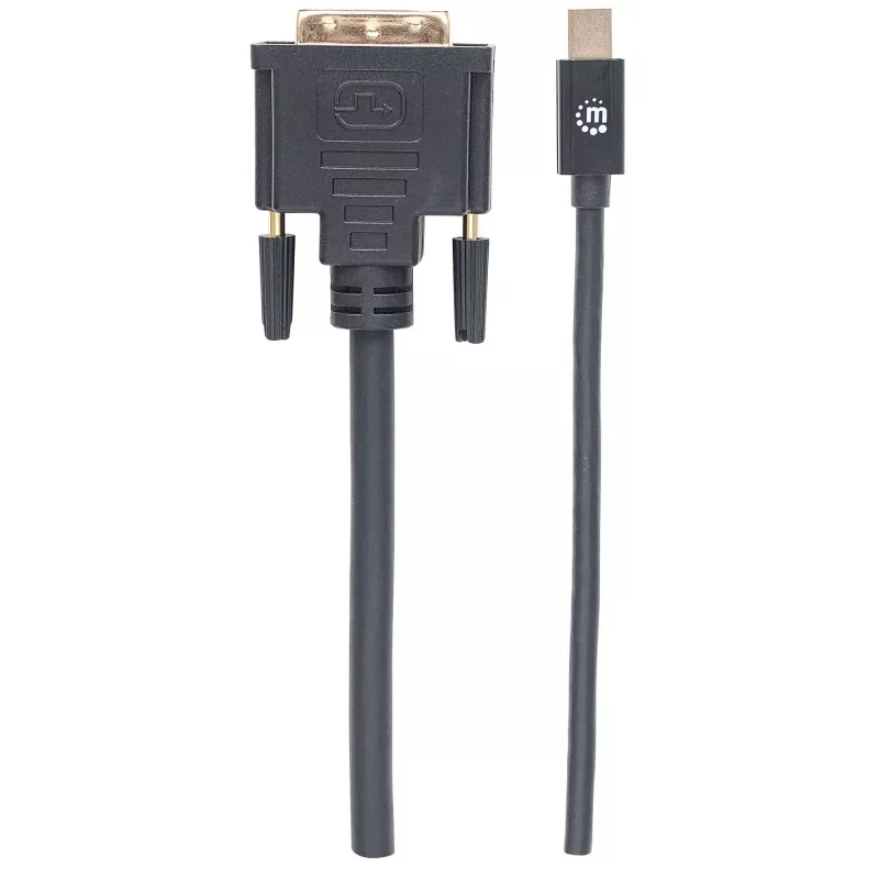 Manhattan Mini DisplayPort 1.2a na DVI-D 24+1 kabel, 1080p@60Hz, 1.8m, Męski na Męski, Kompatybilny z DVD-D, Czarny, Dożywotnia Gwarancja
